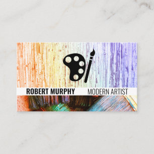 Paint Buckets and Brushes Artistic Texture Business Card