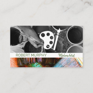 Paint Buckets Brushes Artist Palette Business Card