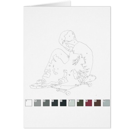 Paint by Numbers Card: Graffiti Skater Kid Cards (Front)