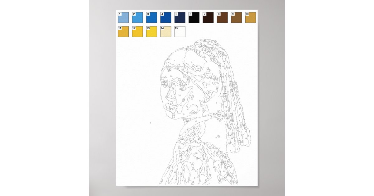Paint By Numbers Girl with a Pearl Earring Poster Zazzle