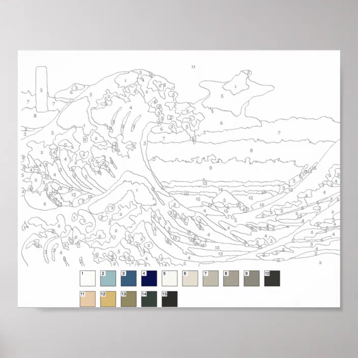 paint by numbers post the great wave off kanagawa poster zazzle com