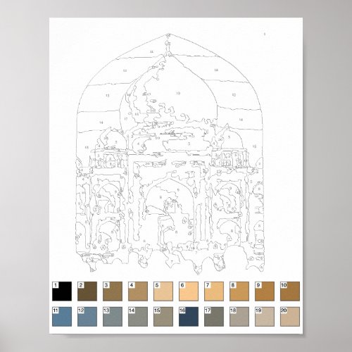 Paint By Numbers Poster Taj Mahal Poster