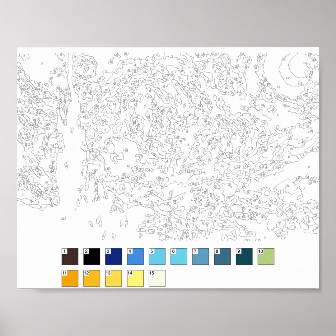 Paint By Numbers The Starry Night Poster Zazzle
