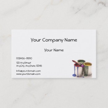 Paint Cans In Red Green Yellow At Lower Corner Business Card by NoteableExpressions at Zazzle