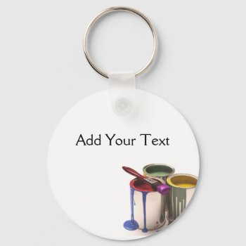 Paint Cans In Red Green Yellow Keychain by BeSeenBranding at Zazzle