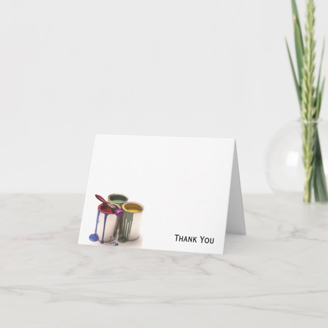 Paint Cans in Red Green Yellow Thank You Card (Front)