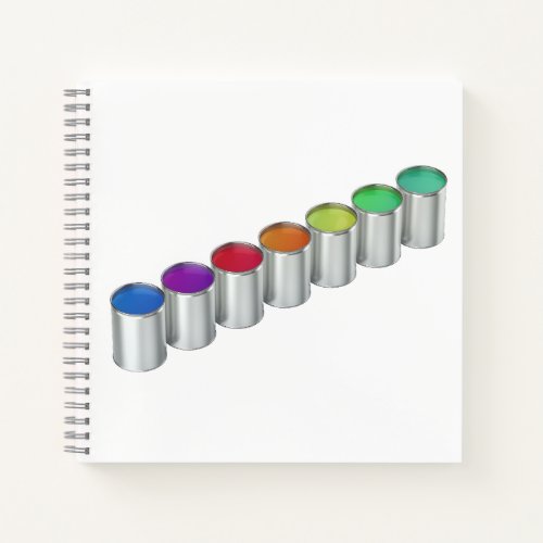 Paint cans with different colors notebook
