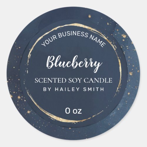 Paint Circle Gold And Navy Blue Soy Candle Classic Round Sticker