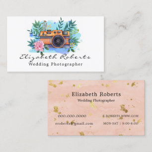 Paint Colorful Camera Floral Wedding Photographer  Business Card