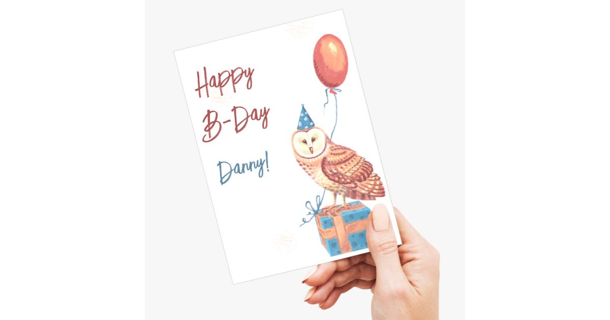 Paint cute owl Happy birthday Postcard | Zazzle