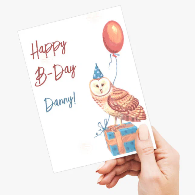 Paint cute owl Happy birthday Postcard | Zazzle