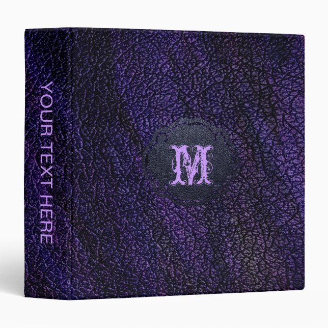Paint Dark Purple Leather Look 3 Ring Binder (Front/Spine)
