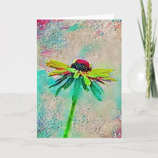 Paint Dot Coneflower Art Note Card (Front)