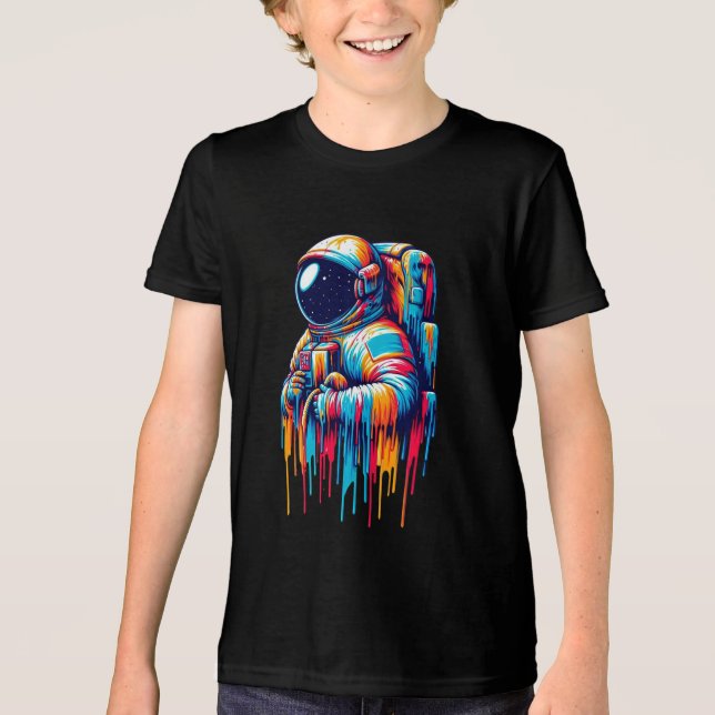 Paint Drip Astronaut Tri-Blend Shirt (Front)