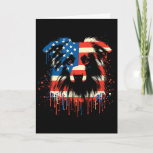 Paint Drip Australian Shepherd American Usa Flag 4 Card
