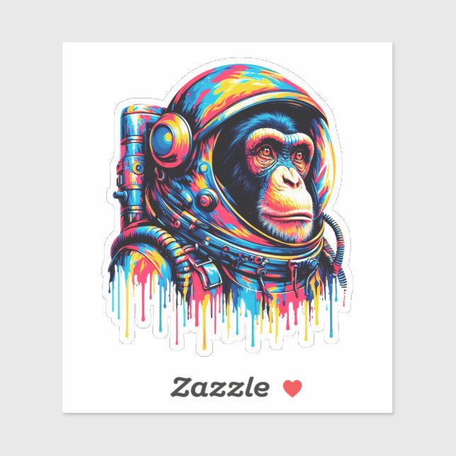 Paint Drip Chimpanzee Astronaut Sticker (Sheet)