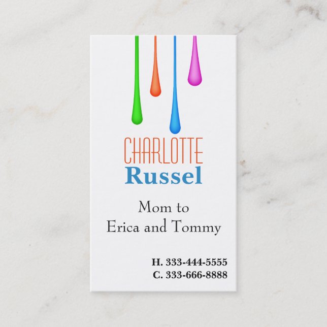 Paint Drips Mommy Calling Card (Front)