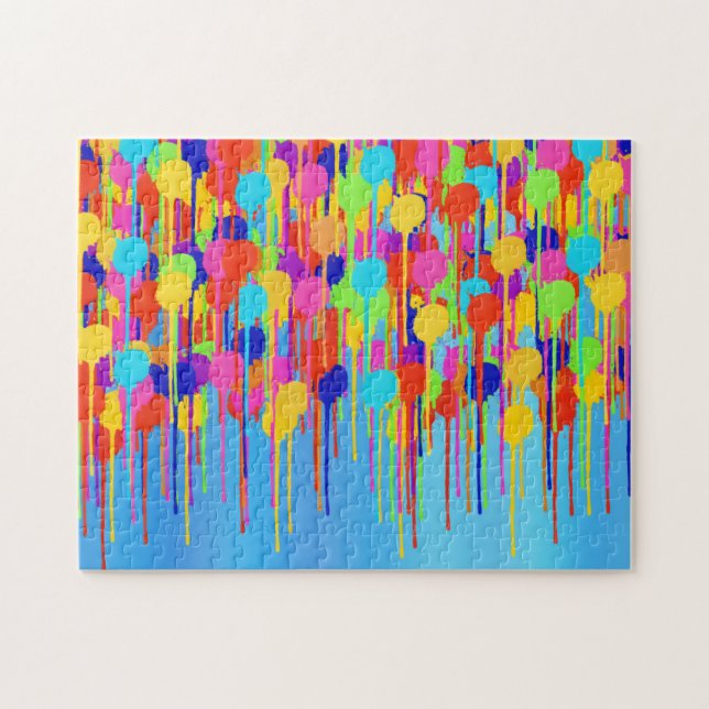 Paint Drips on Shades of Blue Abstract Jigsaw Puzzle (Horizontal)