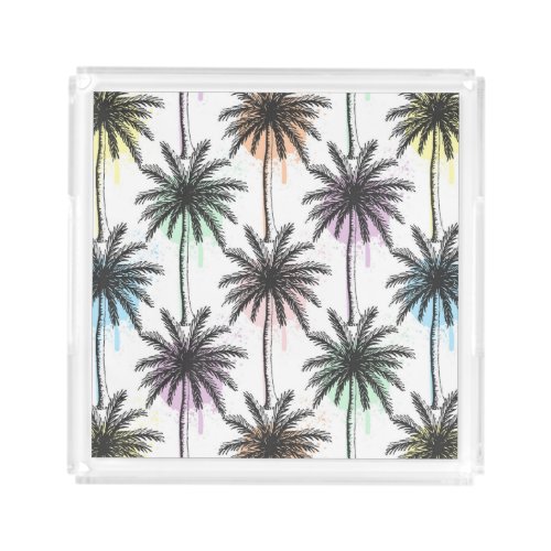 Paint Drop Palm Tree Pattern Acrylic Tray