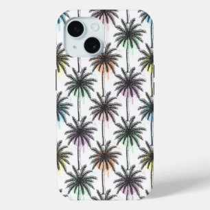 Paint Drop Palm Tree Pattern iPhone 15 Case