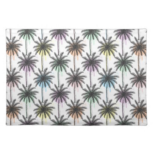 Paint Drop Palm Tree Pattern Cloth Placemat