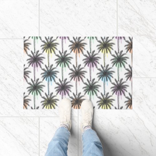 Paint Drop Palm Tree Pattern Doormat