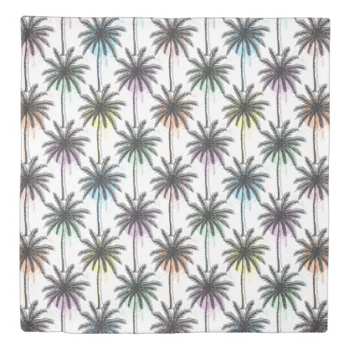 Paint Drop Palm Tree Pattern Duvet Cover