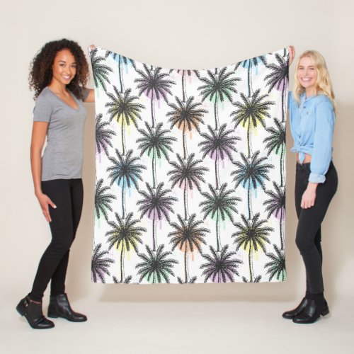 Paint Drop Palm Tree Pattern Fleece Blanket
