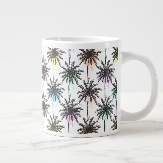 Paint Drop Palm Tree Pattern Giant Coffee Mug (Right)