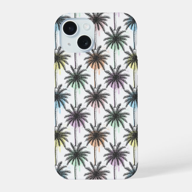 Paint Drop Palm Tree Pattern Iphone Case (Back)