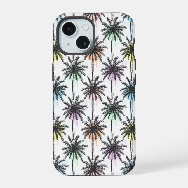 Paint Drop Palm Tree Pattern Iphone Case (Back)