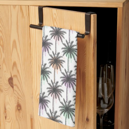 Paint Drop Palm Tree Pattern Kitchen Towel