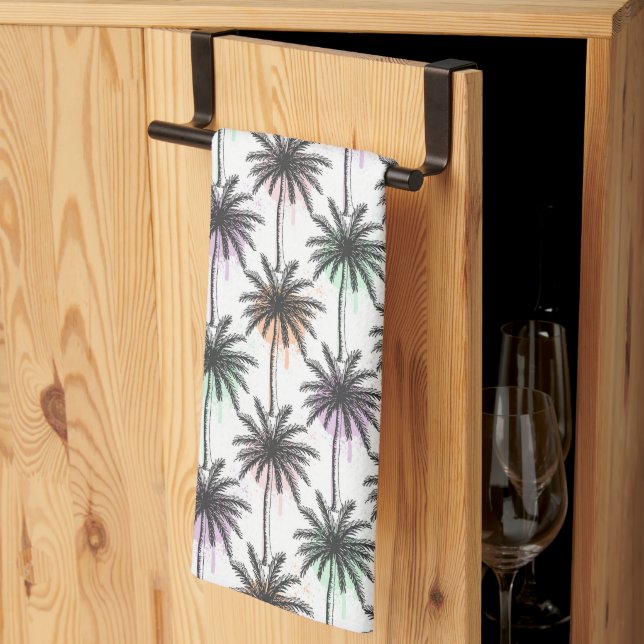 Paint Drop Palm Tree Pattern Kitchen Towel (Thirds Fold)