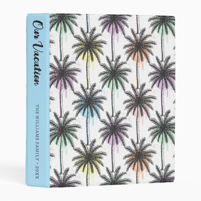 Paint Drop Palm Tree Pattern Mini Binder (Front/Spine)
