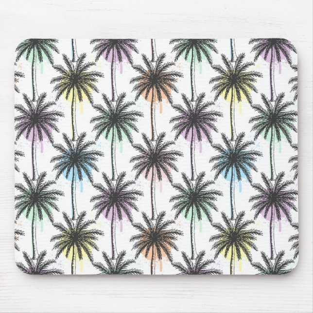 Paint Drop Palm Tree Pattern Mouse Pad (Front)
