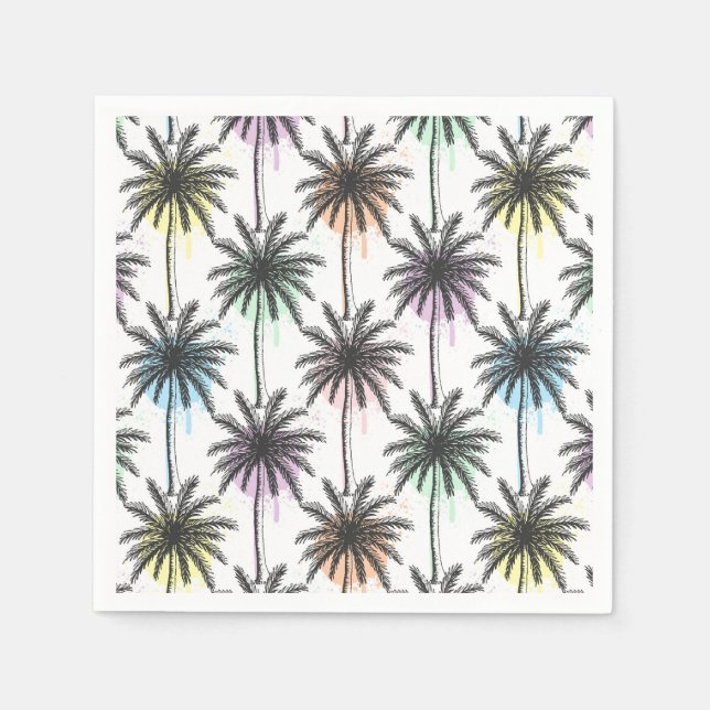 Paint Drop Palm Tree Pattern Napkins (Front)