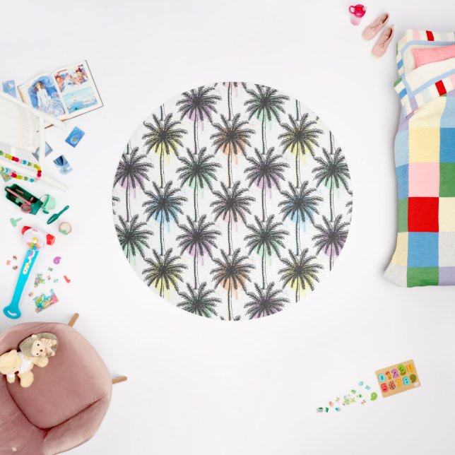 Paint Drop Palm Tree Pattern Outdoor Rug (Insitu (Babyroom))