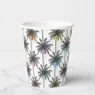 Paint Drop Palm Tree Pattern Paper Cups