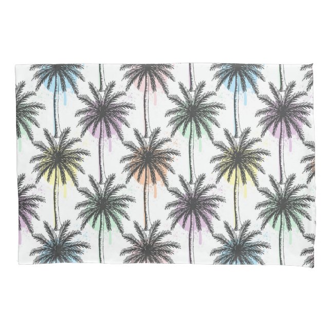 Paint Drop Palm Tree Pattern Pillow Case (Front-Left)