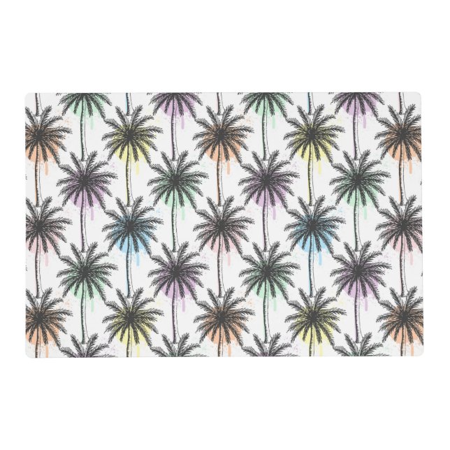 Paint Drop Palm Tree Pattern Placemat (Front)