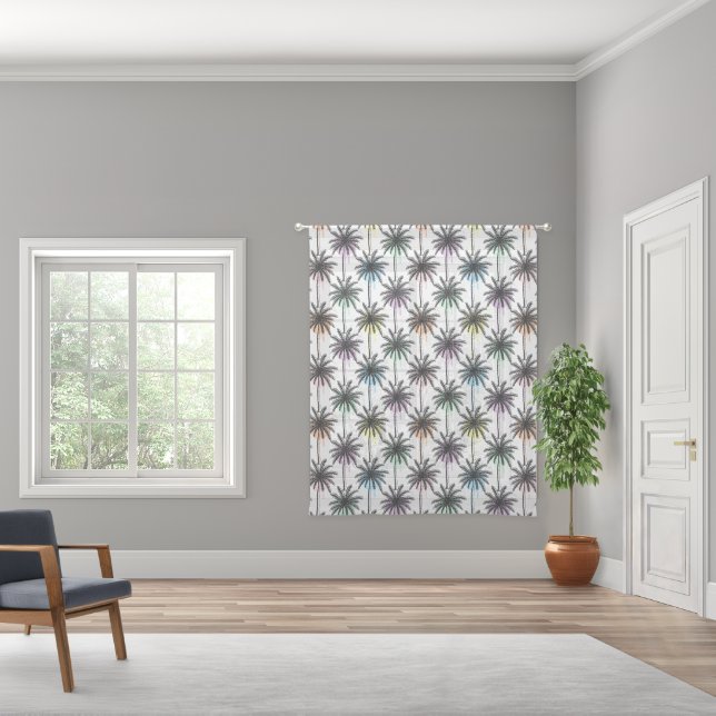 Paint Drop Palm Tree Pattern Sheer Curtains (Wide)