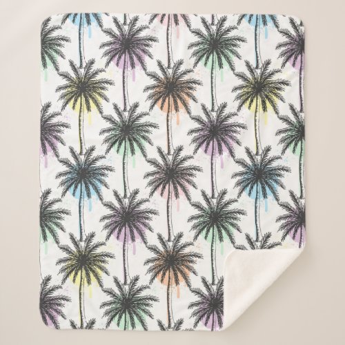 Paint Drop Palm Tree Pattern Sherpa Blanket