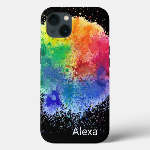 Paint Explosion on Black iPhone 13 Case