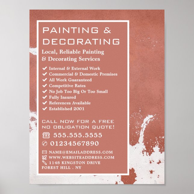 Paint Faded Wall, Painter & Decorator Advertising Poster (Front)
