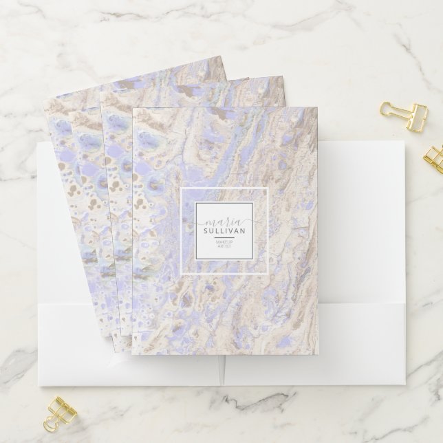 Paint Flow Abstract Texture Lavender/Tan ID796 Pocket Folder (In Situ)