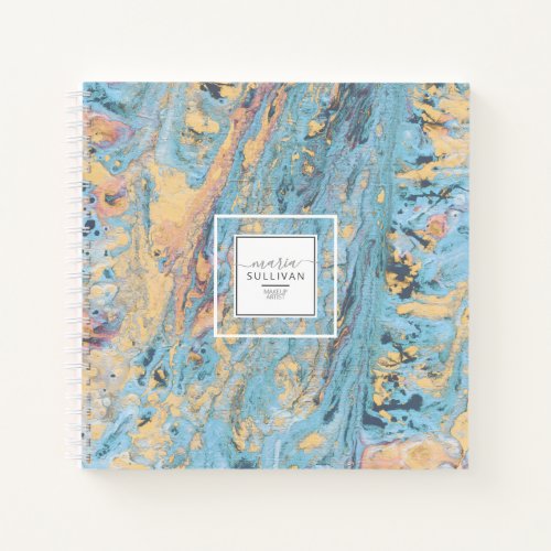 Paint Flow Abstract Texture TealYellow ID796 Notebook