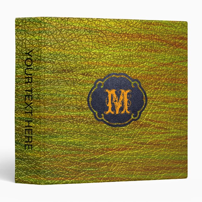 Paint Green Yellow Leather Look 3 Ring Binder (Front/Spine)