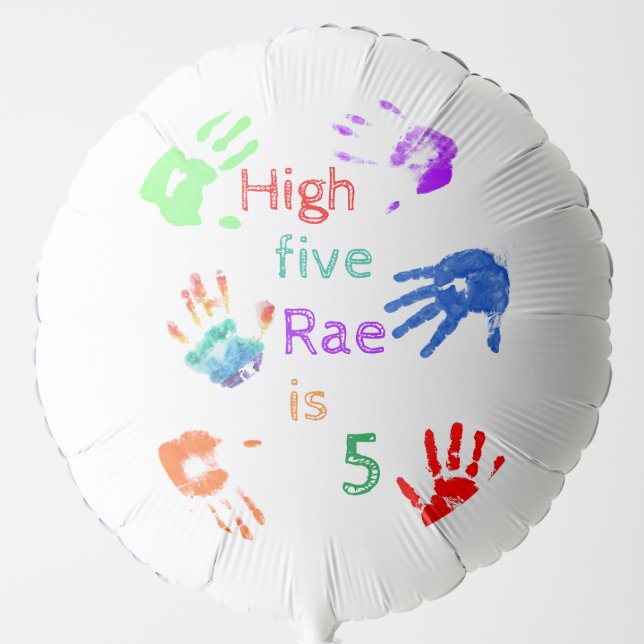 Paint Handprints Birthday with Personalized Name   Balloon (Front)