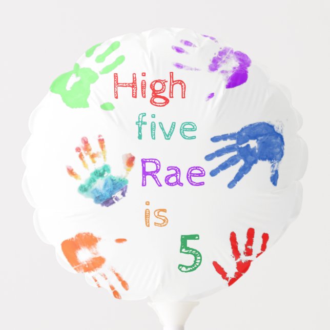 Paint Handprints Birthday with Personalized Name   Balloon (Front)