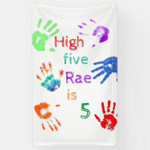 Paint Handprints Birthday with Personalized Name Banner